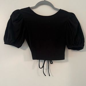 Aritzia puff sleeved top with open back